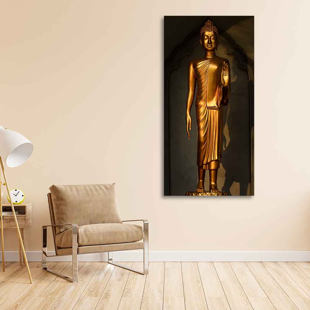 A Golden Statue of Buddha Canvas Wall Painting - Decor Smart