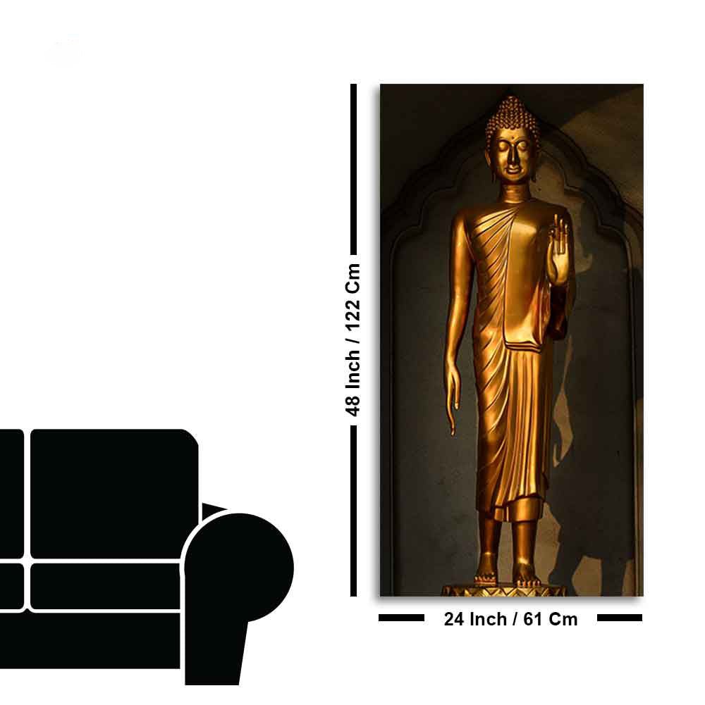 A Golden Statue of Buddha Canvas Wall Painting - Decor Smart