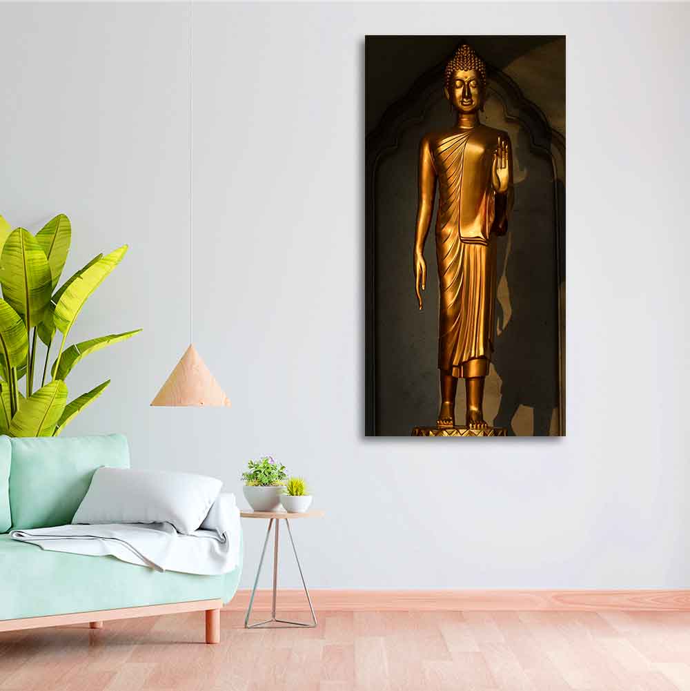 A Golden Statue of Buddha Canvas Wall Painting - Decor Smart