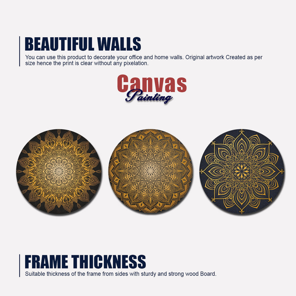 Painting of Mandala Pattern 3 Pieces Wall Hanging