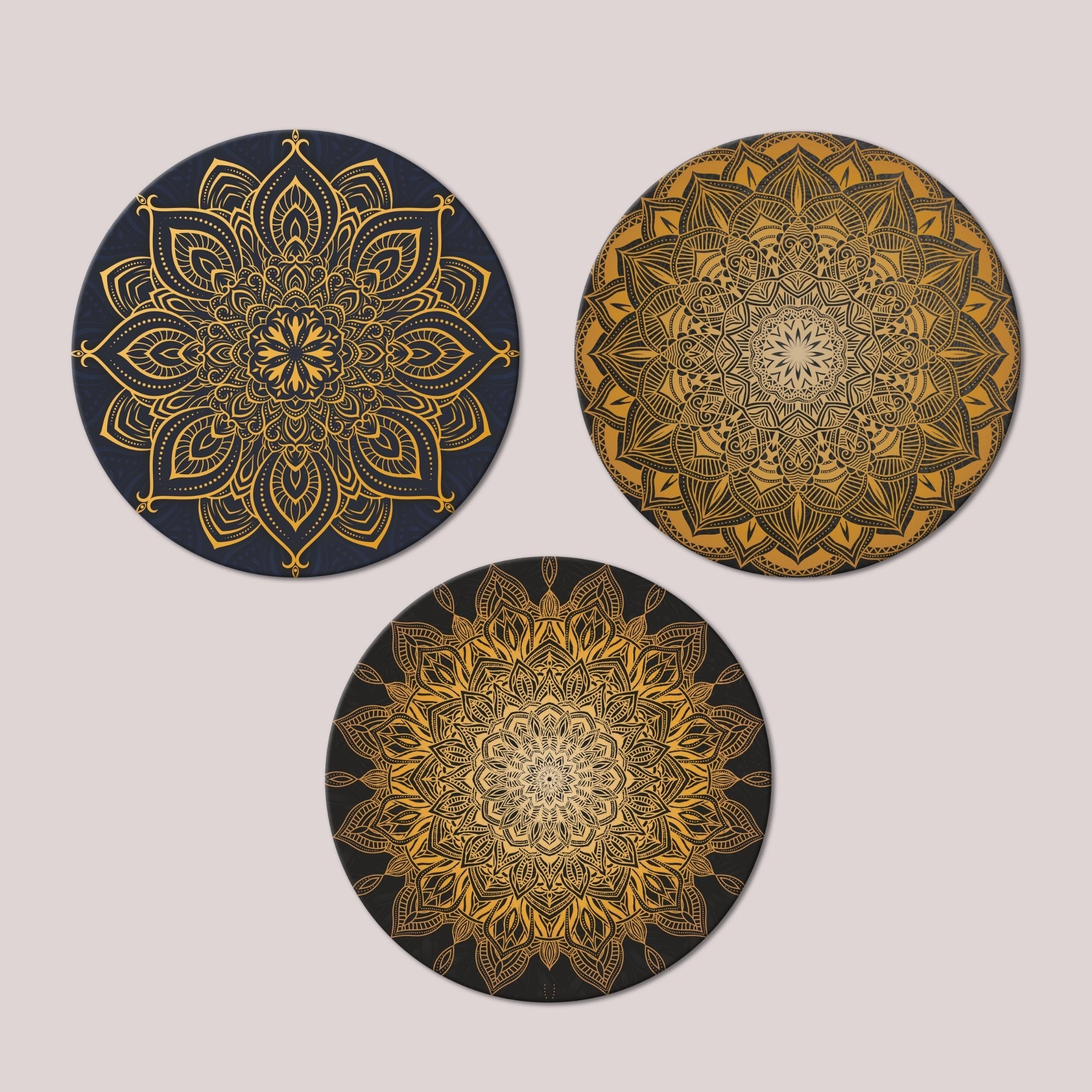 Painting of Mandala Pattern 3 Pieces Wall Hanging