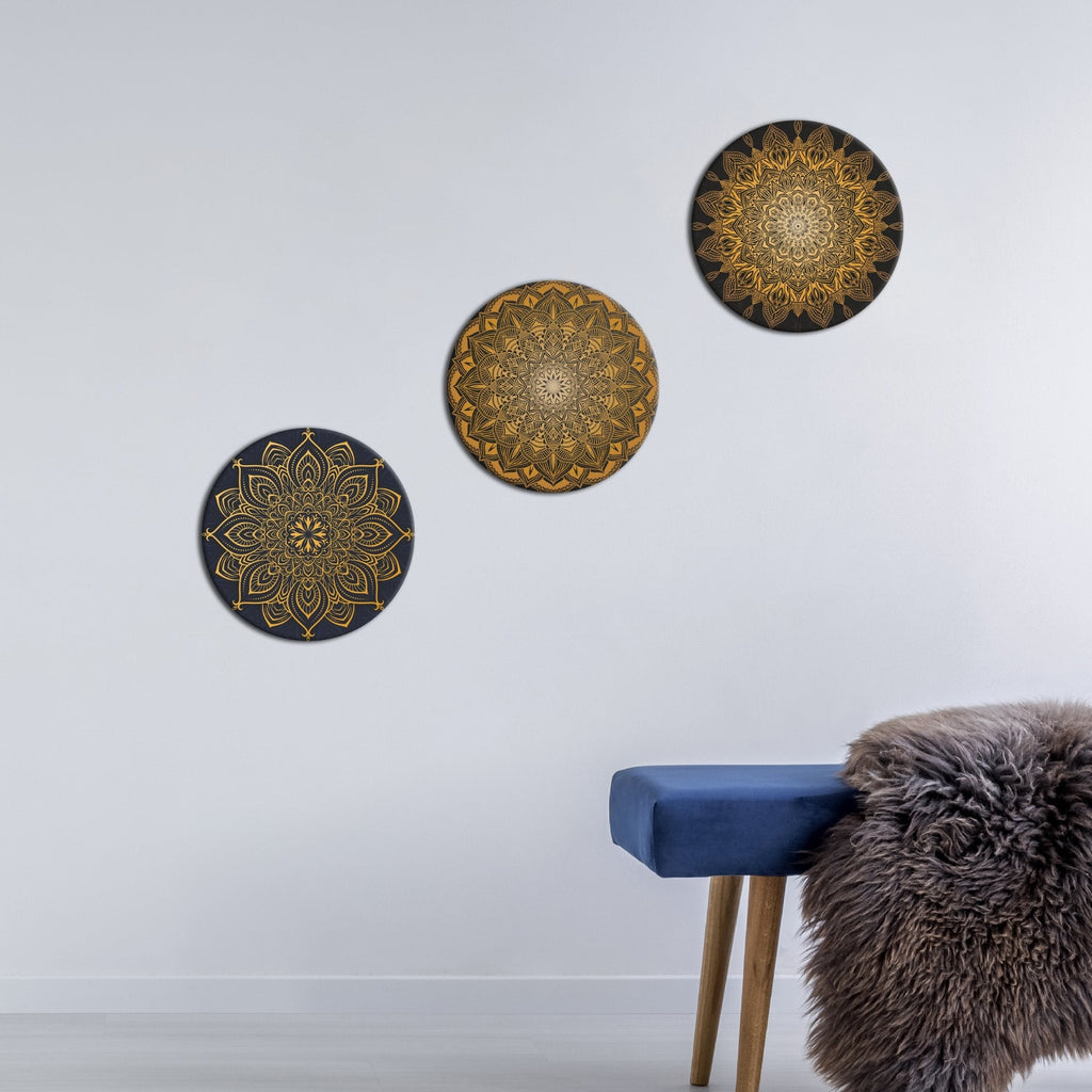 Painting of Mandala Pattern 3 Pieces Wall Hanging