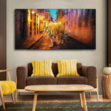A Tiger Walking in the Street Premium Wall Painting - Decor Smart