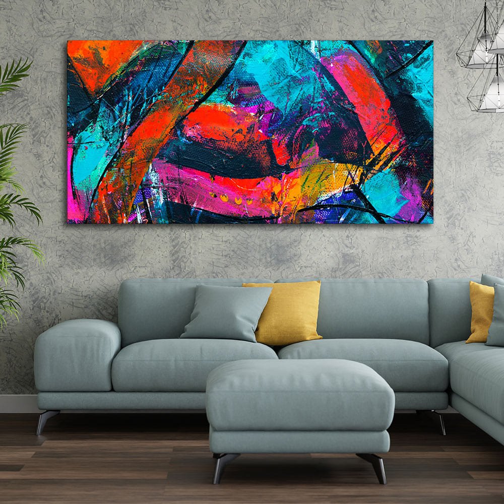 Abstract Acrylic Colorful Textured Design Premium Canvas Wall Painting - Decor Smart
