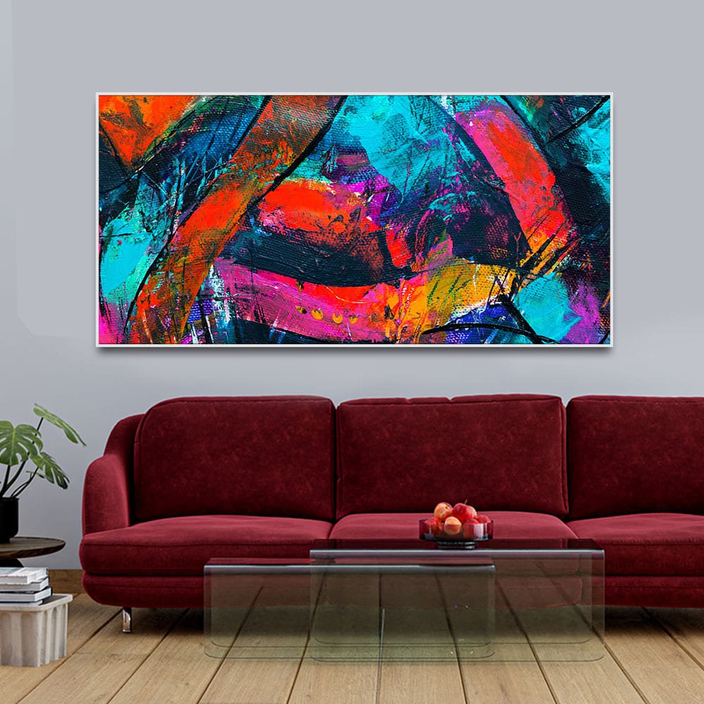 Abstract Acrylic Colorful Textured Design Premium Canvas Wall Painting - Decor Smart