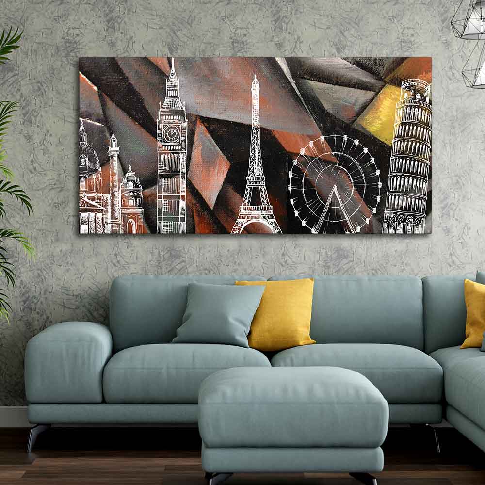 Abstract Art Famous Architectures Canvas Wall Painting - Decor Smart