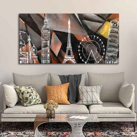 Abstract Art Famous Architectures Canvas Wall Painting - Decor Smart