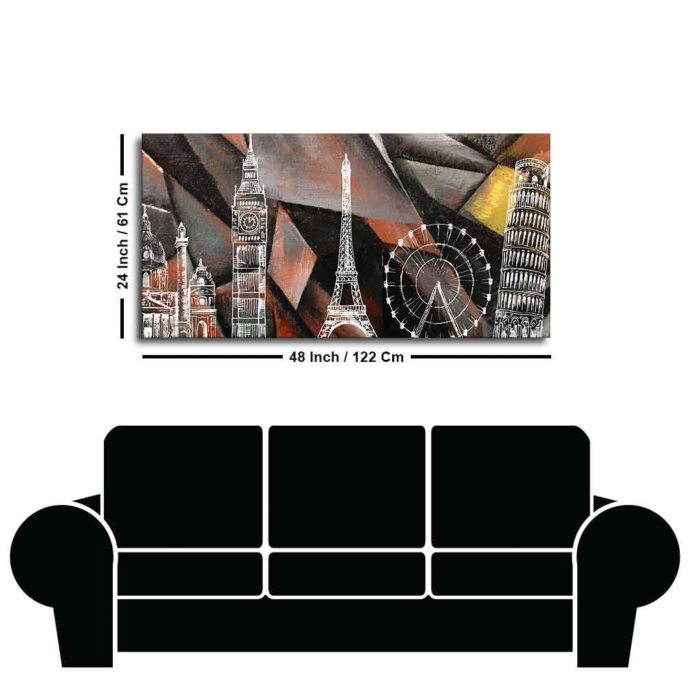 Abstract Art Famous Architectures Canvas Wall Painting - Decor Smart