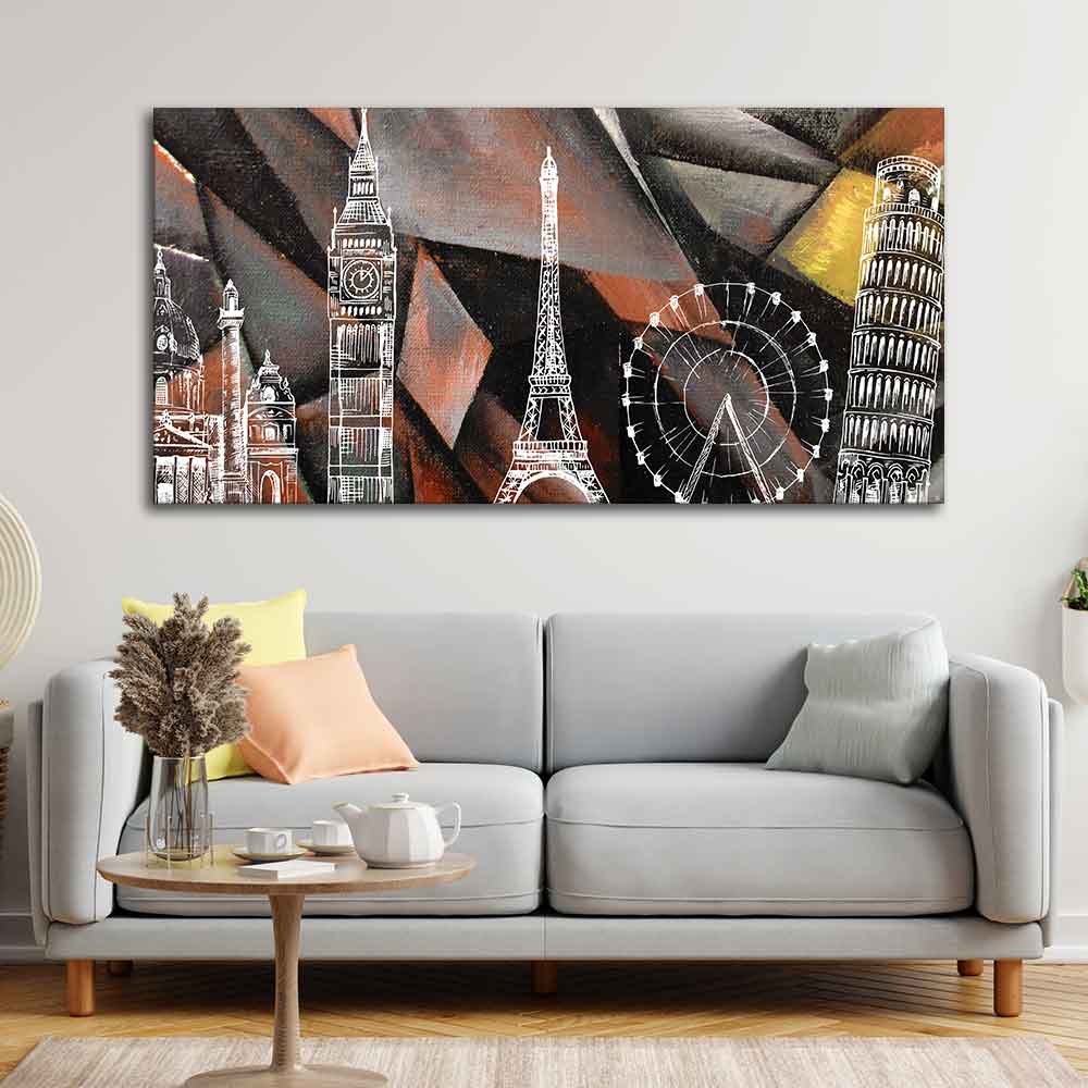 Abstract Art Famous Architectures Canvas Wall Painting - Decor Smart