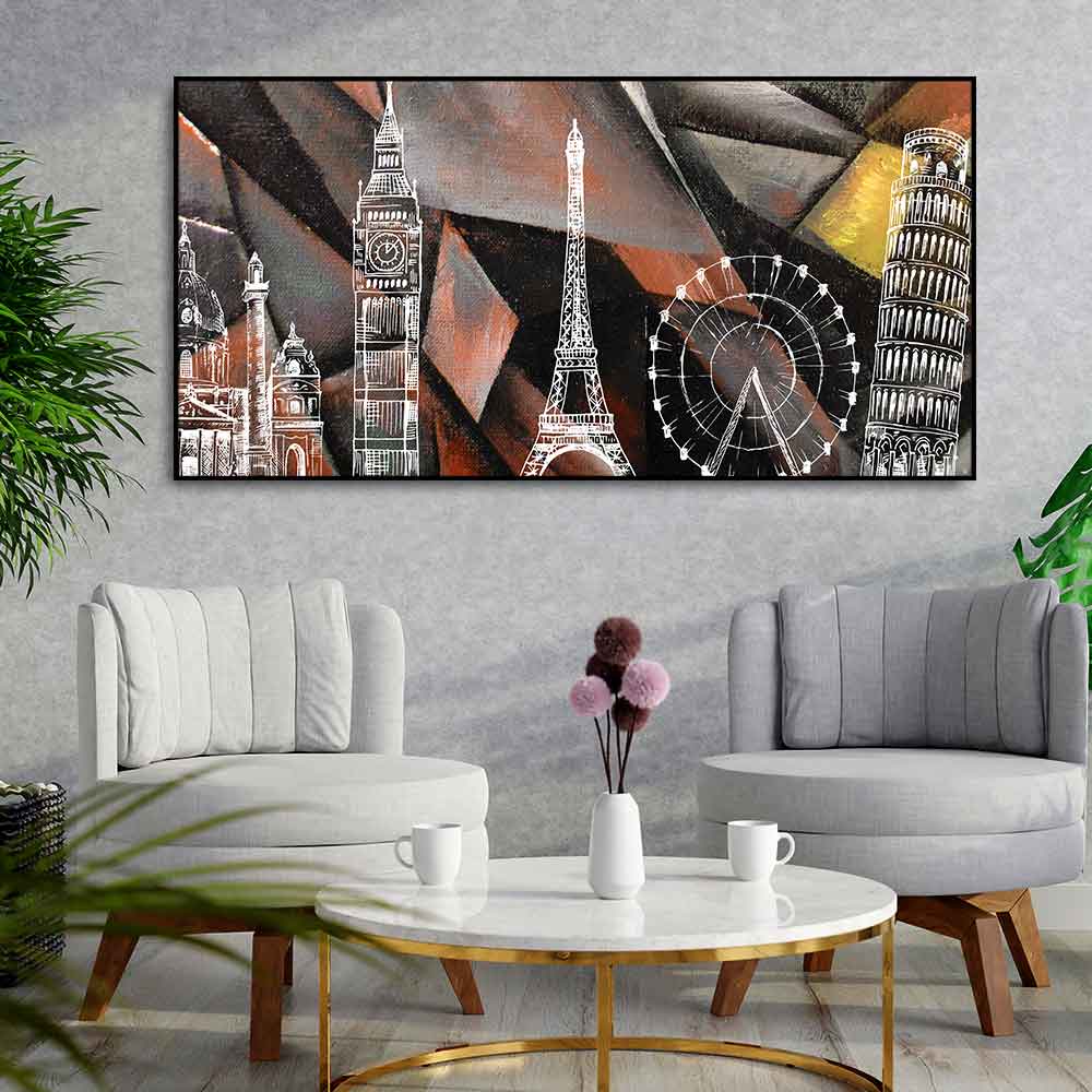 Abstract Art Famous Architectures Canvas Wall Painting - Decor Smart