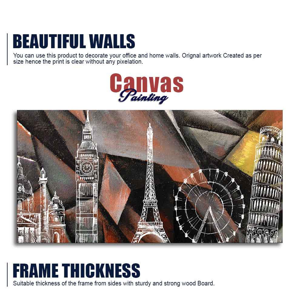 Abstract Art Famous Architectures Canvas Wall Painting - Decor Smart