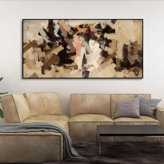Abstract Art in Beige and Brown color Strokes Canvas Wall Painting - Decor Smart