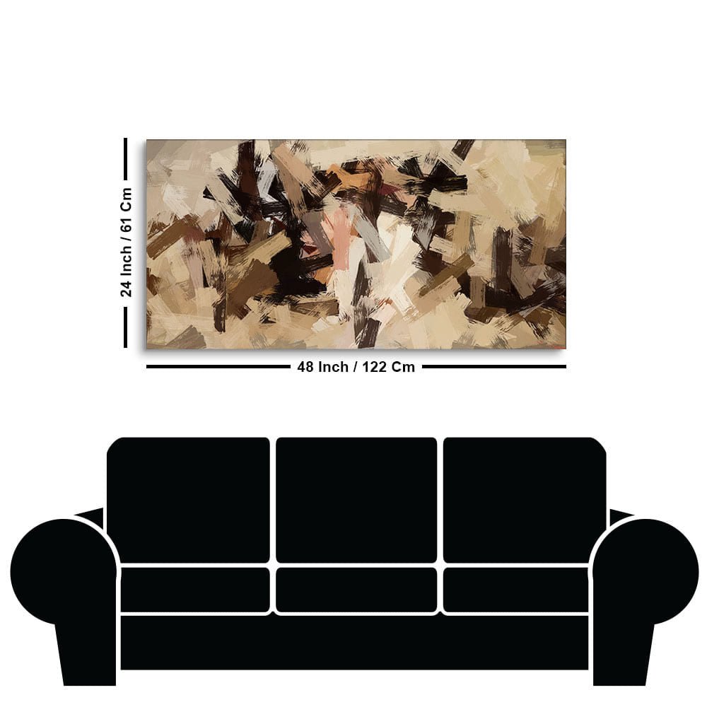 Abstract Art in Beige and Brown color Strokes Canvas Wall Painting - Decor Smart