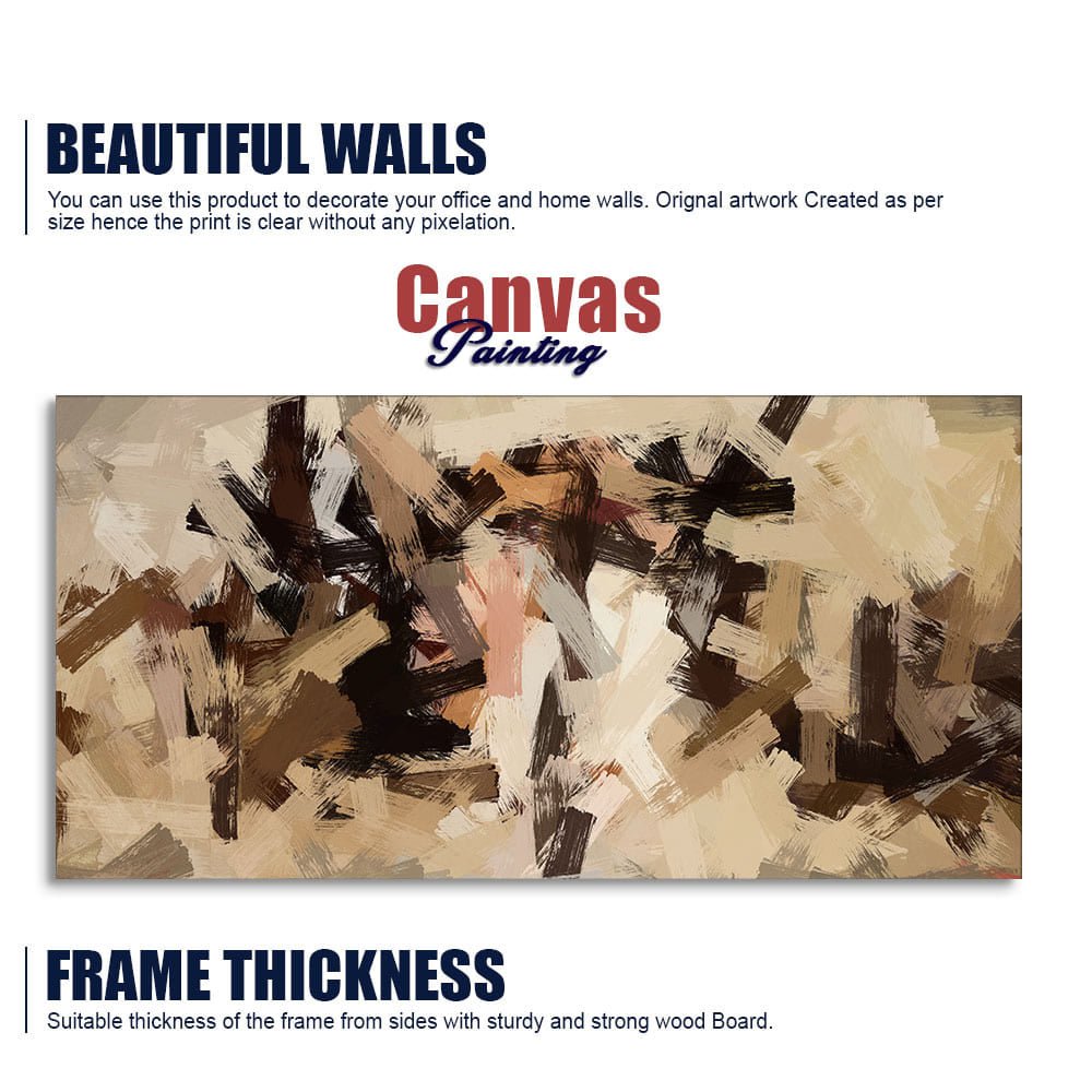 Abstract Art in Beige and Brown color Strokes Canvas Wall Painting - Decor Smart