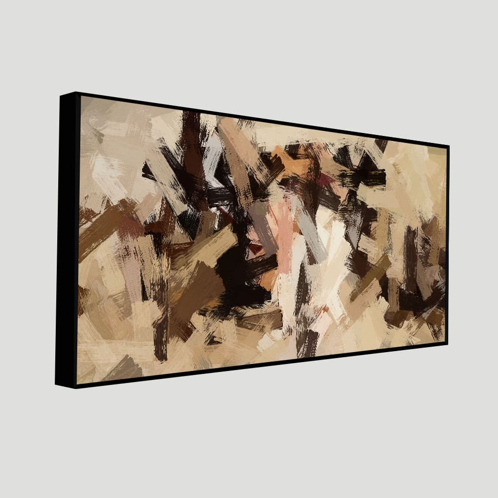 Abstract Art in Beige and Brown color Strokes Canvas Wall Painting - Decor Smart