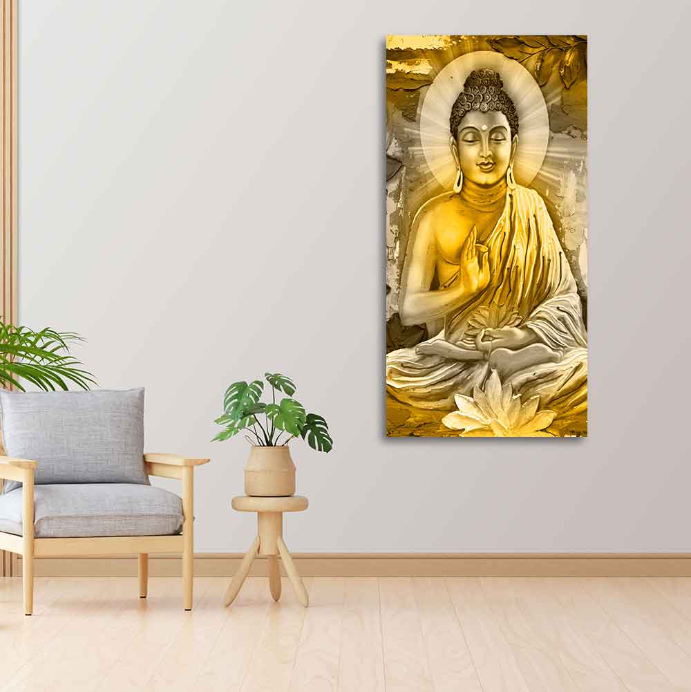 Abstract Art Lord Buddha Canvas Wall Painting - Decor Smart