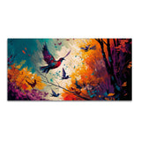 Abstract Art of Forest Landscape with Birds Canvas Wall Painting - Decor Smart
