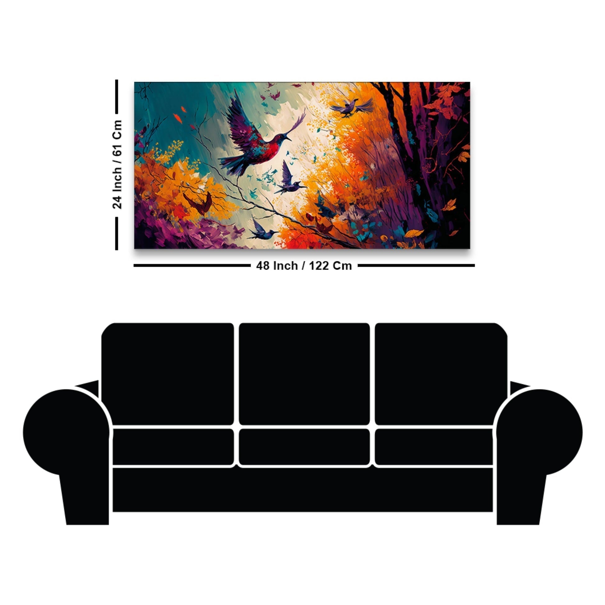 Abstract Art of Forest Landscape with Birds Canvas Wall Painting - Decor Smart