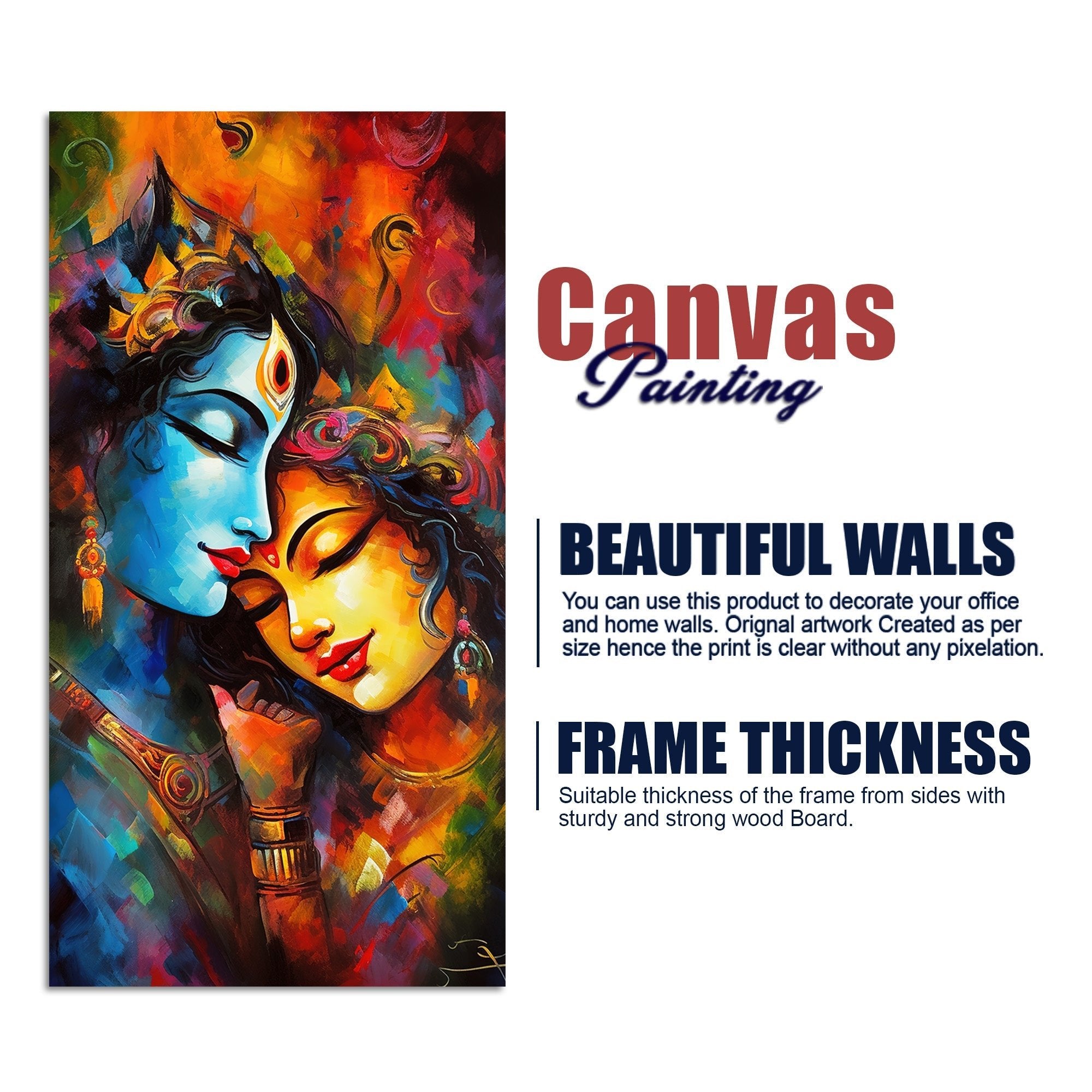 Abstract Art of Radha Krishna Canvas Wall Painting - Decor Smart