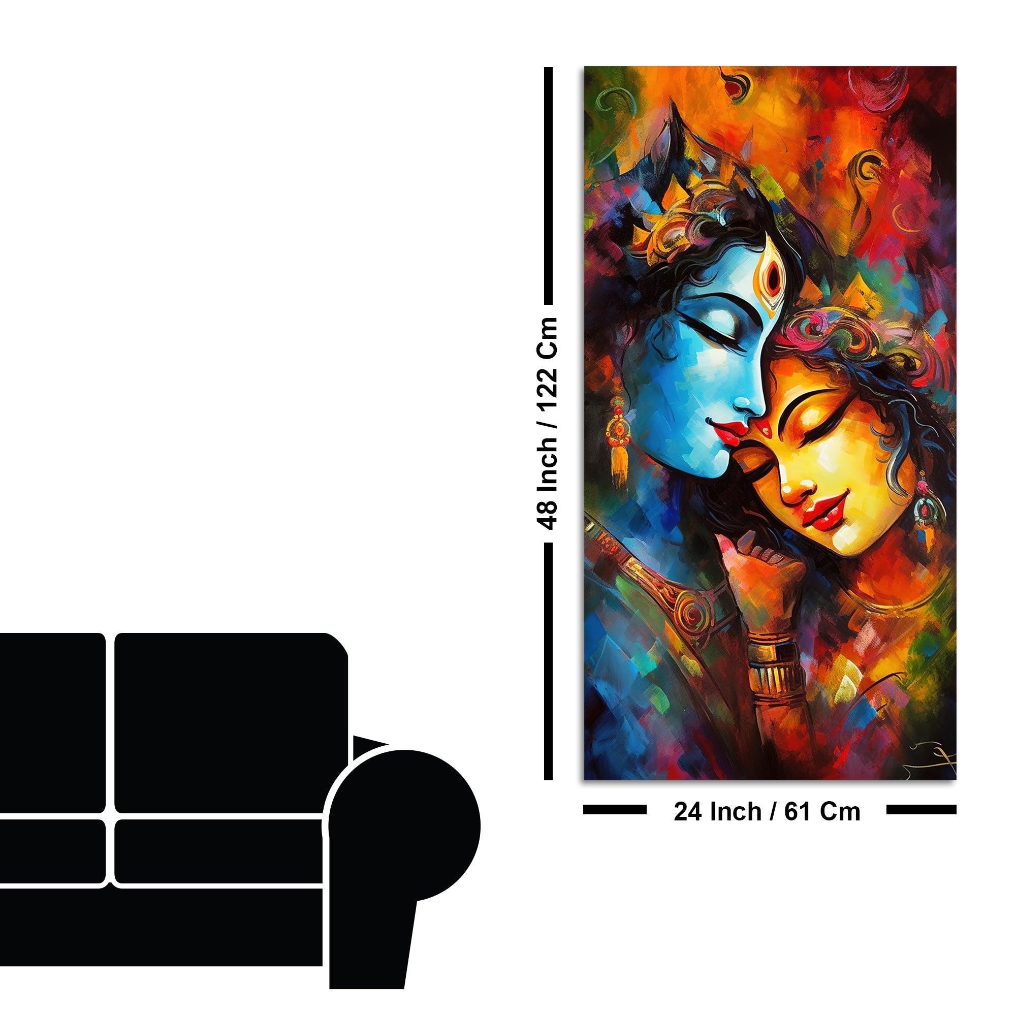 Abstract Art of Radha Krishna Canvas Wall Painting - Decor Smart
