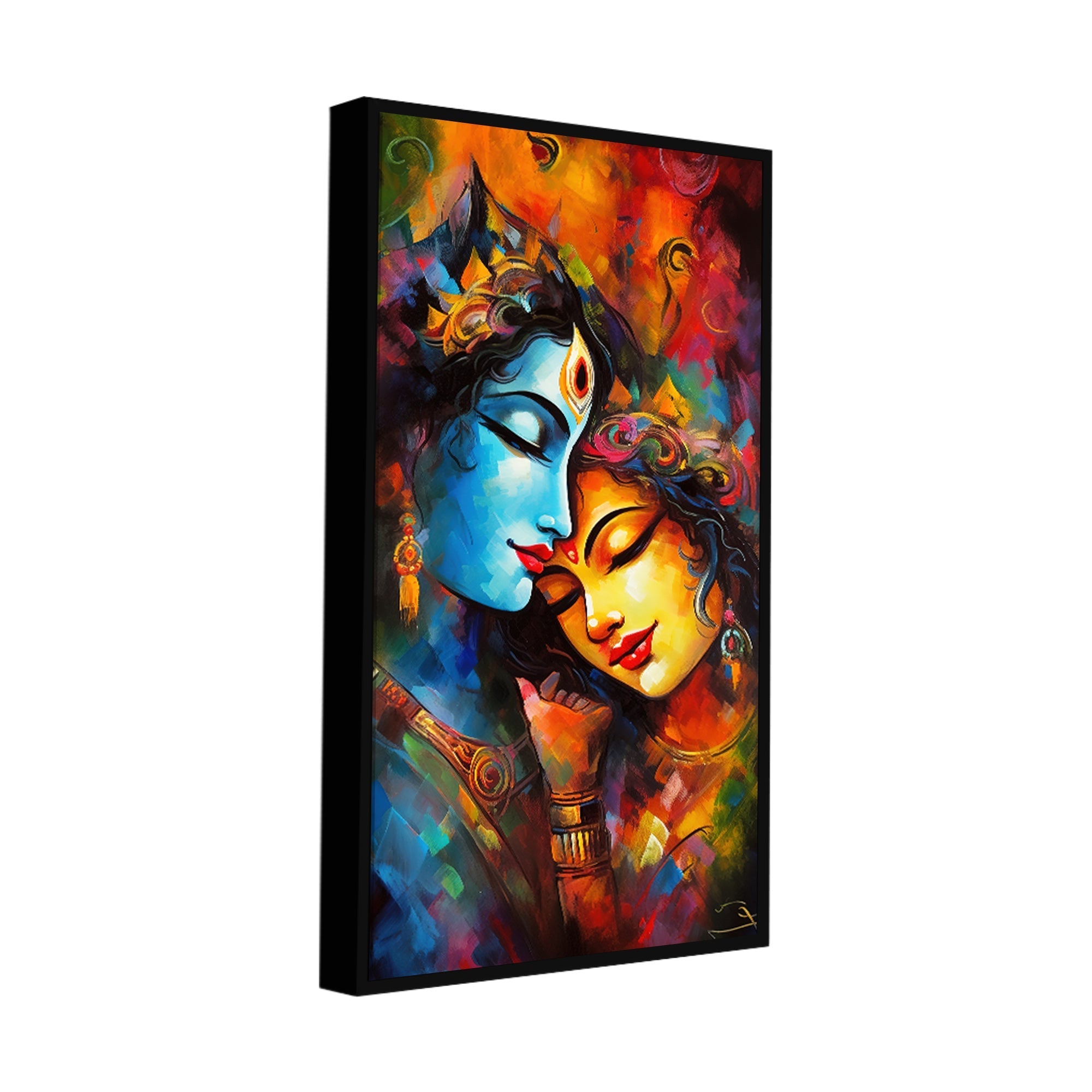 Abstract Art of Radha Krishna Canvas Wall Painting - Decor Smart