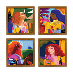 Abstract Art Portraits Wall Frame Set of Four