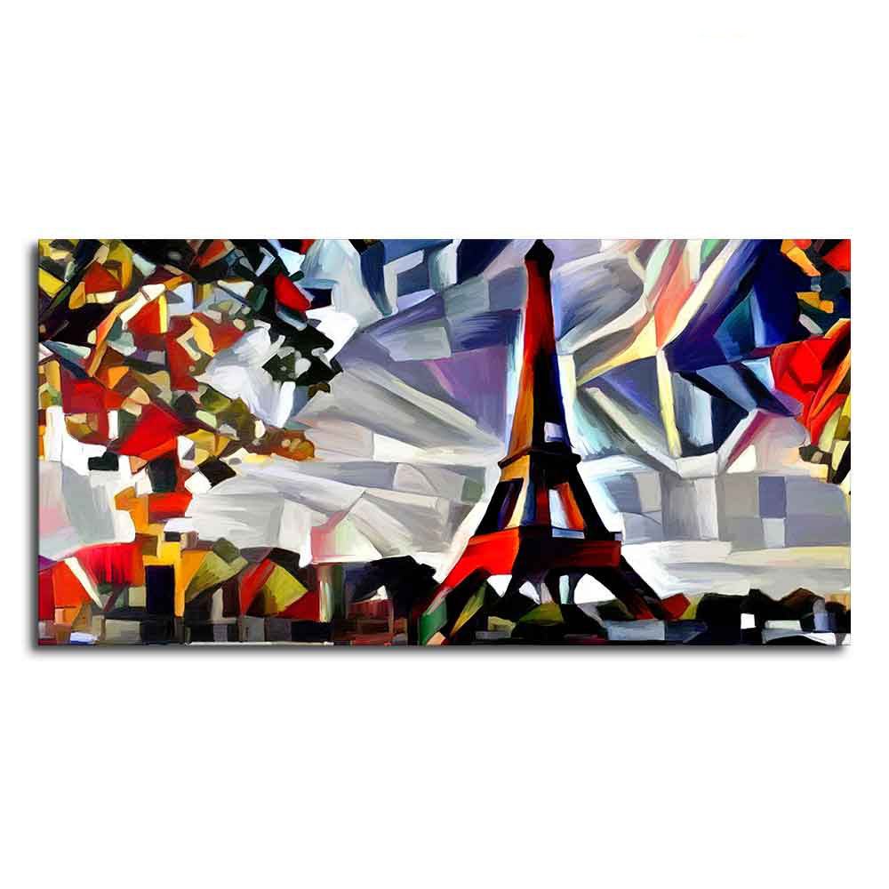 Abstract Art Premium Canvas Painting of Eiffel Tower in Paris - Decor Smart