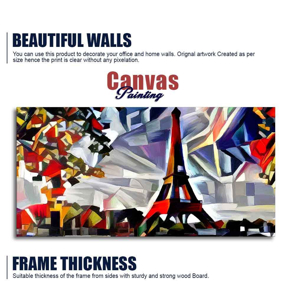 Abstract Art Premium Canvas Painting of Eiffel Tower in Paris - Decor Smart