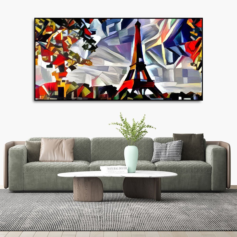 Abstract Art Premium Canvas Painting of Eiffel Tower in Paris - Decor Smart