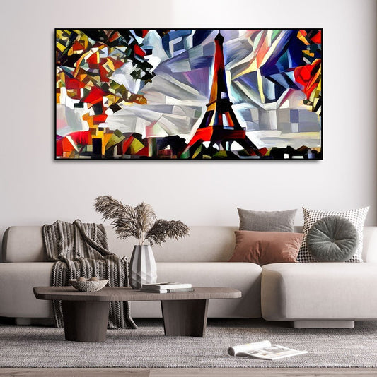 Abstract Art Premium Canvas Painting of Eiffel Tower in Paris - Decor Smart