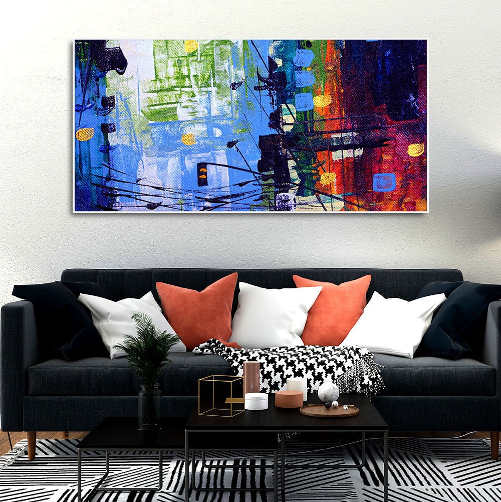 Abstract Art Premium Canvas Wall Painting of Cityscape - Decor Smart
