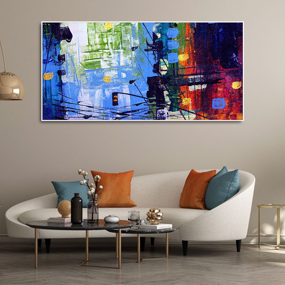 Abstract Art Premium Canvas Wall Painting of Cityscape - Decor Smart