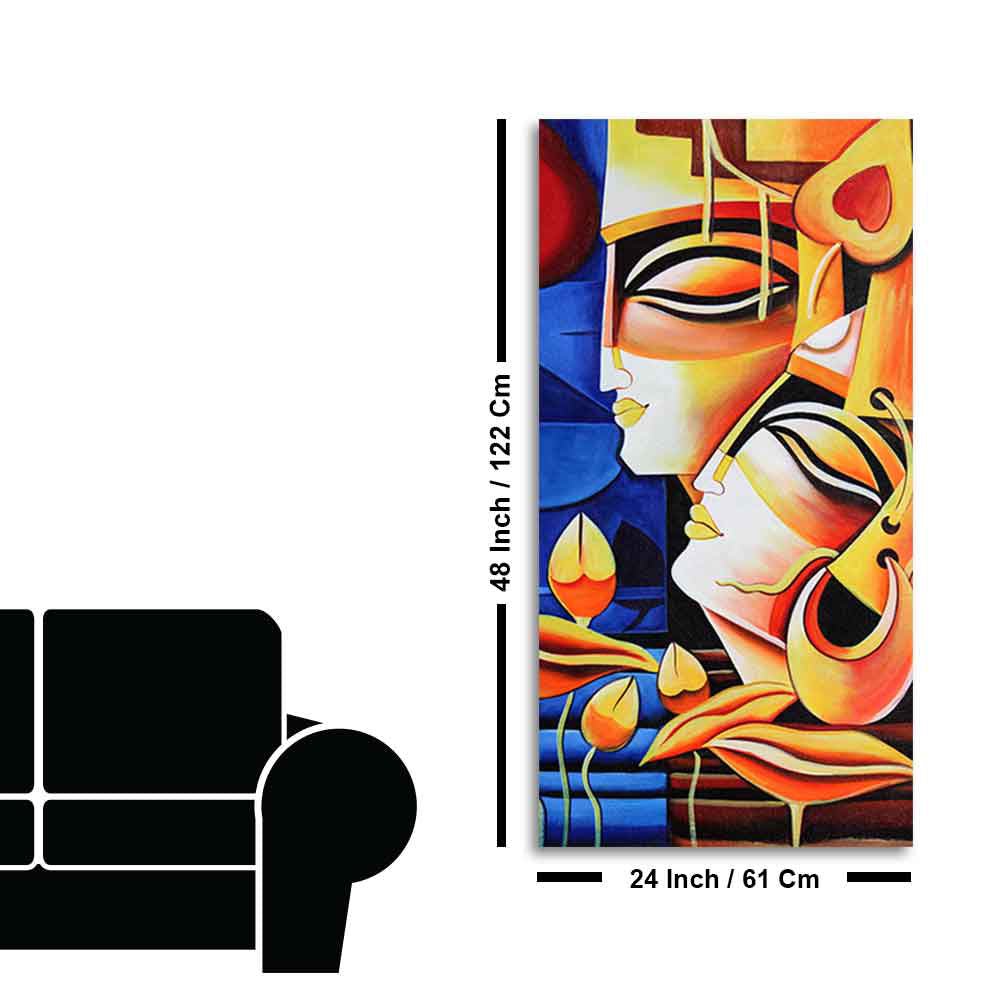 Abstract Art Radha Krishna Canvas Wall Painting - Decor Smart