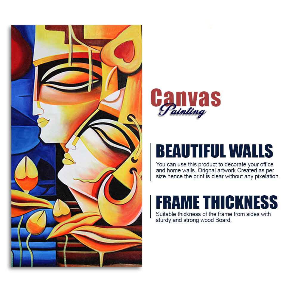 Abstract Art Radha Krishna Canvas Wall Painting - Decor Smart