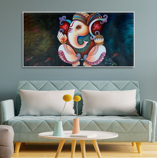 Abstract Art Shri Ganesha Canvas Wall Painting - Decor Smart