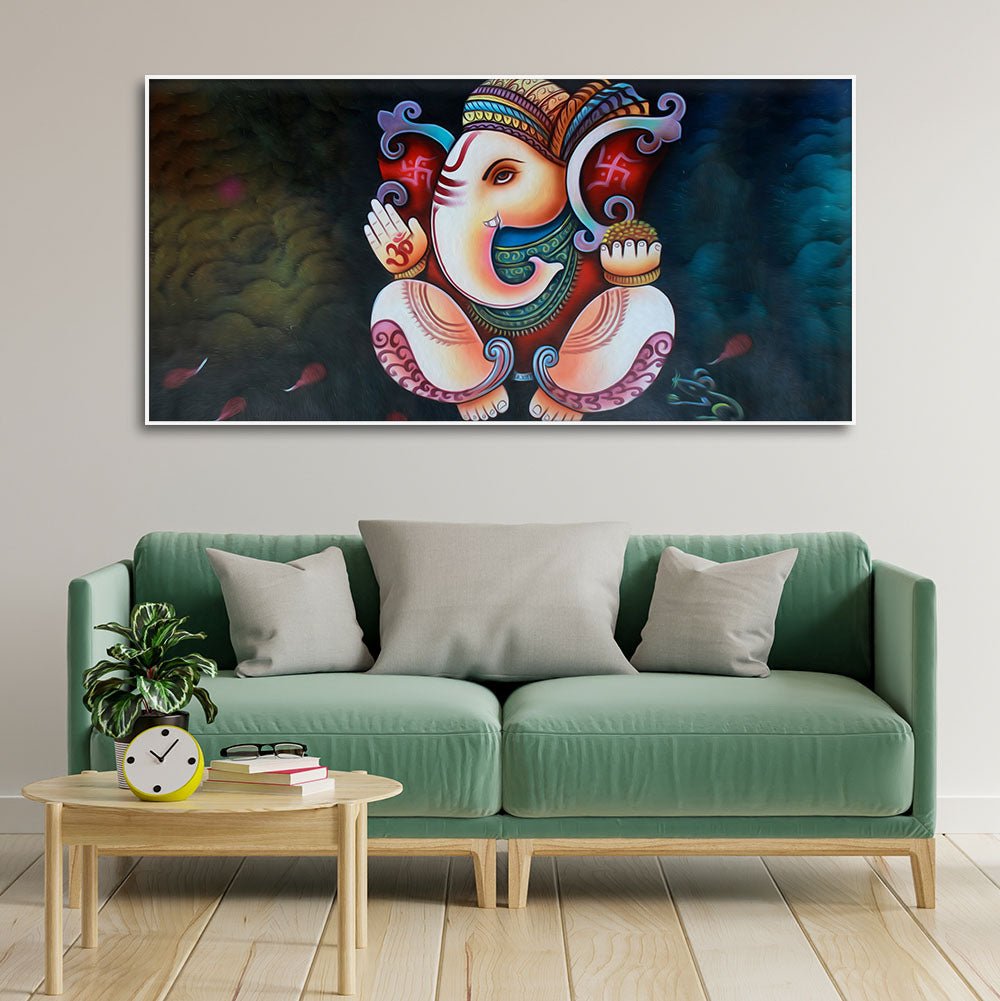 Abstract Art Shri Ganesha Canvas Wall Painting - Decor Smart