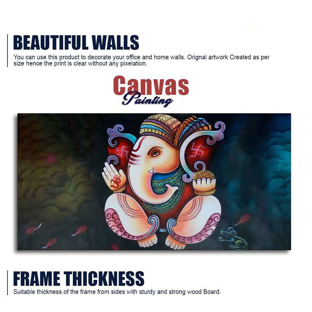 Abstract Art Shri Ganesha Canvas Wall Painting - Decor Smart