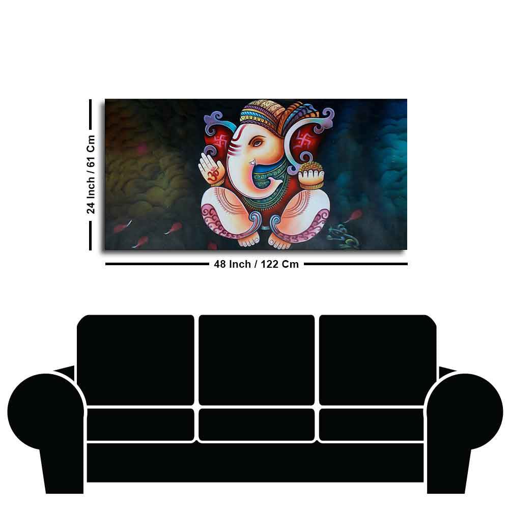 Abstract Art Shri Ganesha Canvas Wall Painting - Decor Smart