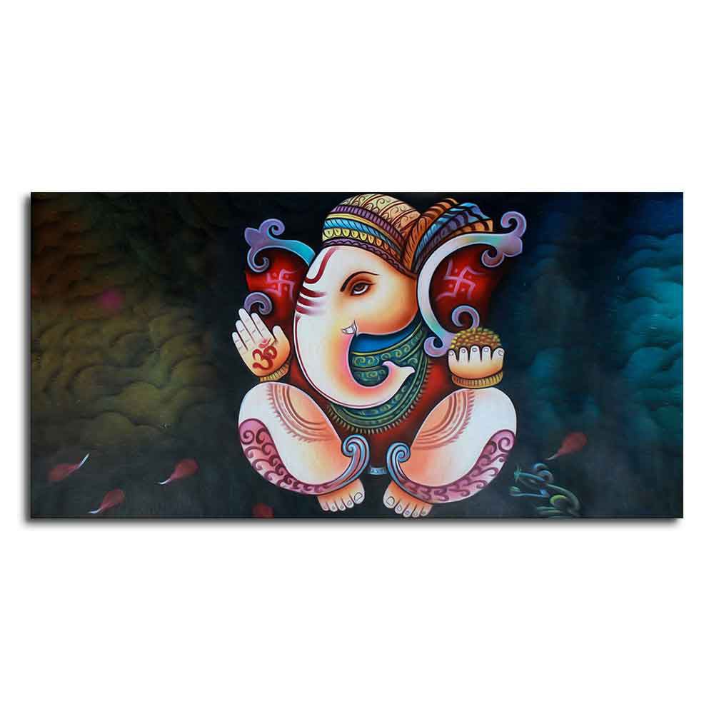 Abstract Art Shri Ganesha Canvas Wall Painting - Decor Smart