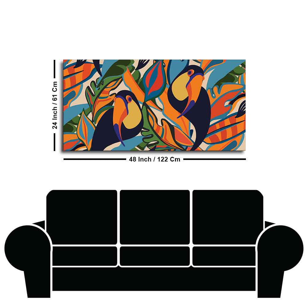 Abstract Art Toucans Wall Painting - Decor Smart