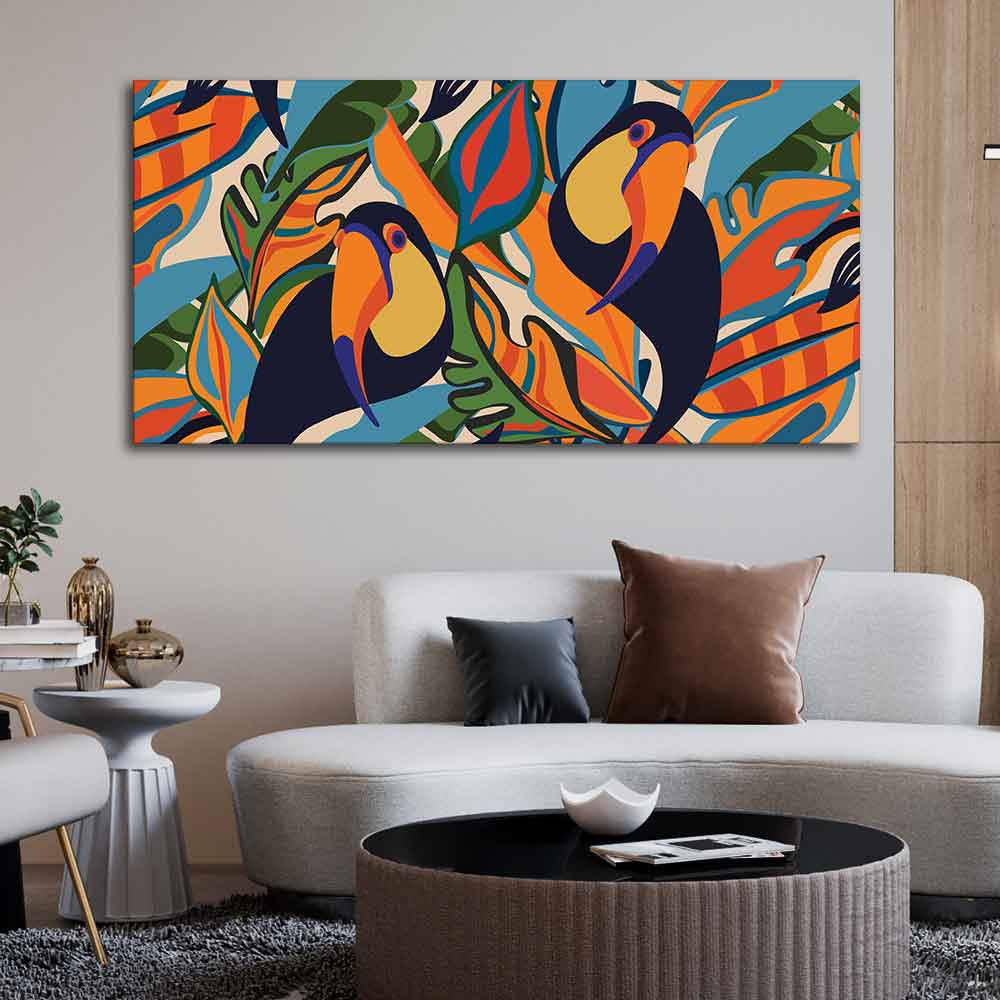 Abstract Art Toucans Wall Painting - Decor Smart