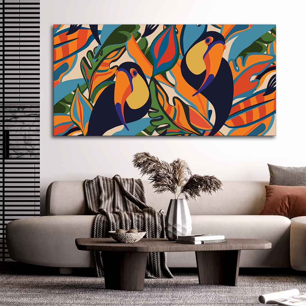 Abstract Art Toucans Wall Painting - Decor Smart