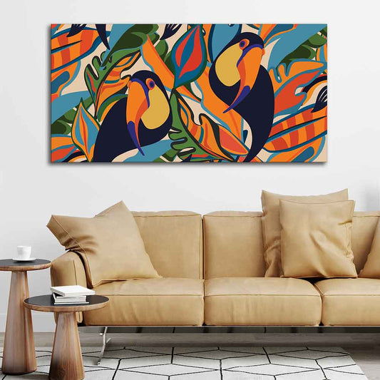 Abstract Art Toucans Wall Painting - Decor Smart