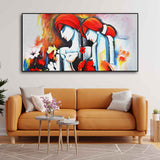 Abstract Art Wall Painting of Radha Krishna - Decor Smart