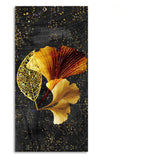 Abstract Black Gold Ginkgo Leaf Canvas Wall Painting - Decor Smart