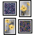 Abstract Blooming Flowers Wall Frame Set of Four