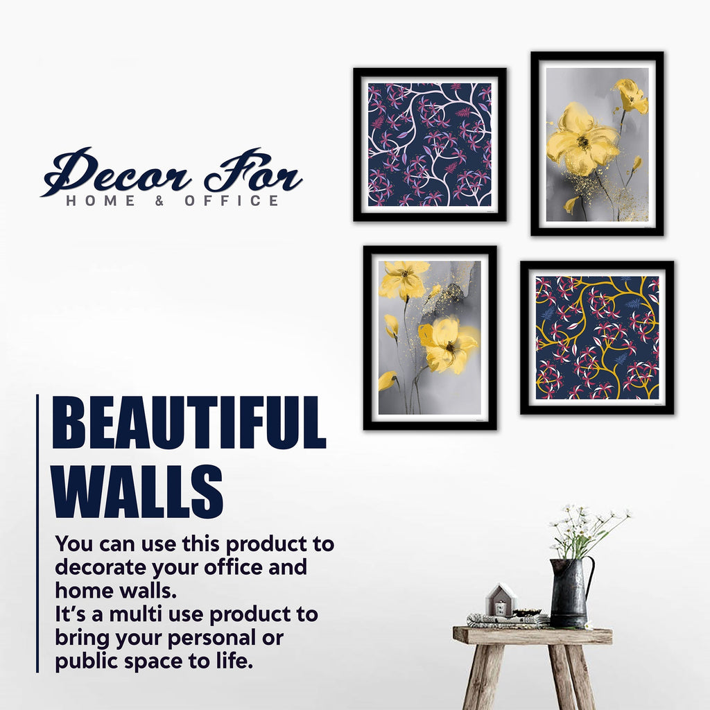Abstract Blooming Flowers Wall Frame Set of Four