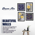 Abstract Blooming Flowers Wall Frame Set of Four