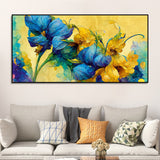 Abstract Blue and Gold Floral Art Canvas Wall Painting - Decor Smart