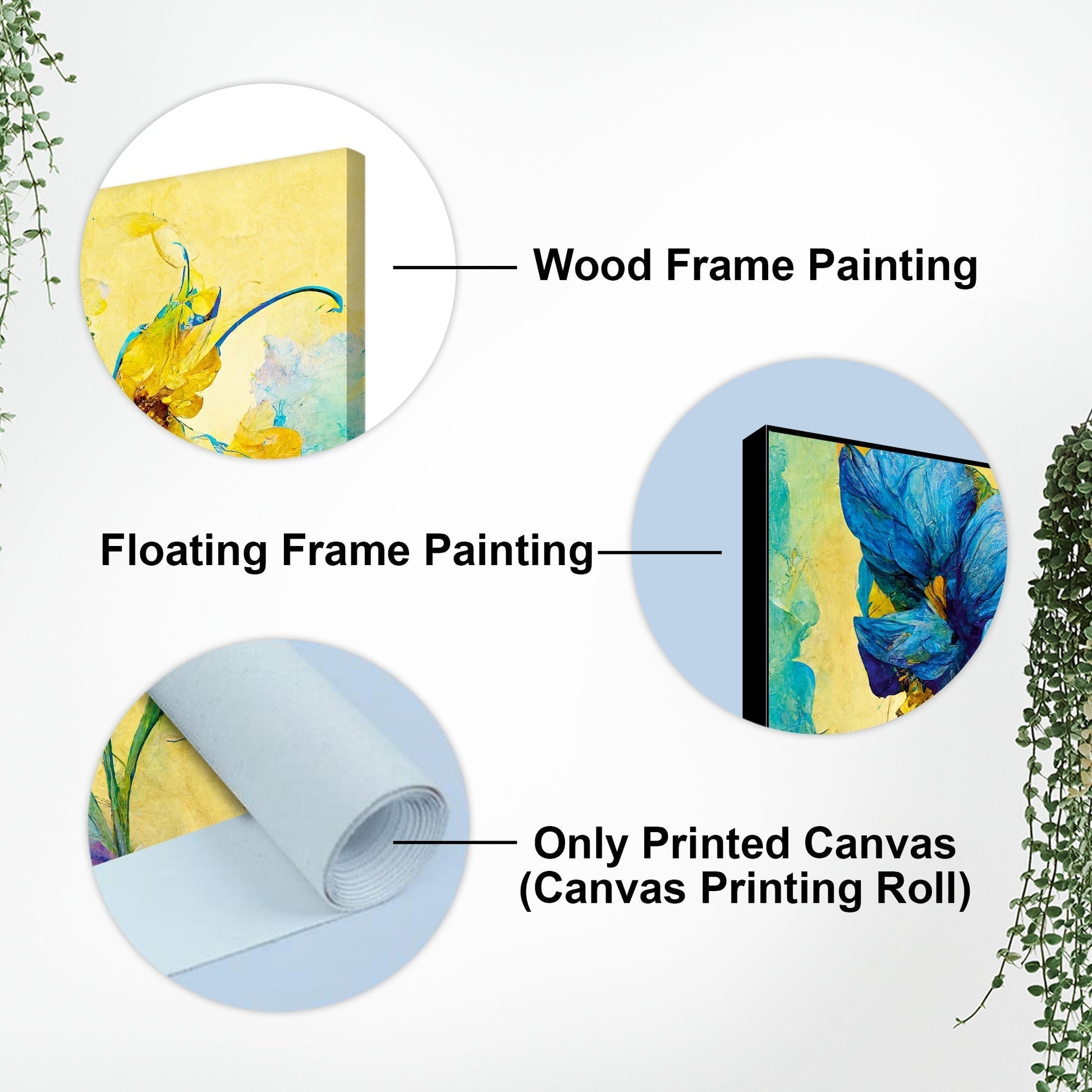 Abstract Blue and Gold Floral Art Canvas Wall Painting - Decor Smart